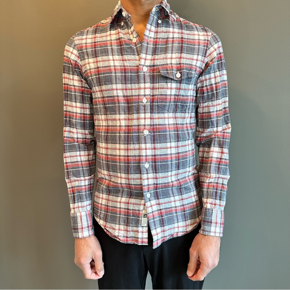 J Crew Plaid Button-Up Shirt - Red and Navy